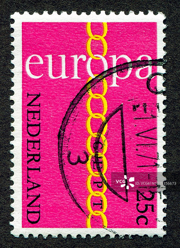 荷兰邮票：链式图案和25分图片素材