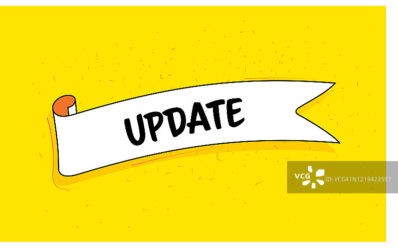 潮流缎带banner与文本更新复古风格设计图片素材