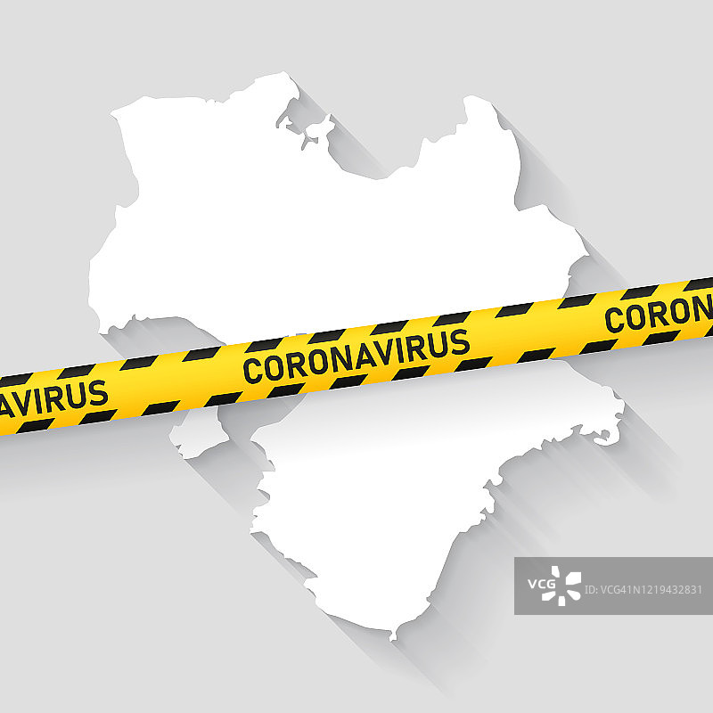 带有新型冠状病毒警戒线的关西地图图片素材