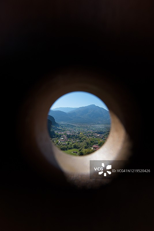 卡拉巴卡镇鸟瞰，希腊图片素材