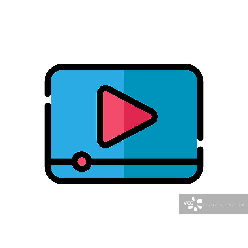 视频图标Logo矢量图：视频播放器图标设计矢量模板，适用于网站、符号、标志、应用、UI的扁平风格设计图片素材