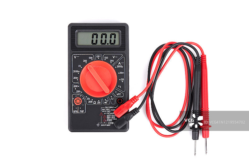 白色背景上的数字万用表图片素材