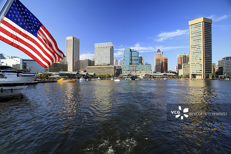 美国马里兰州巴尔的摩内港和天际线图片素材