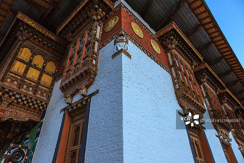 不丹普纳卡宗的建筑细节图片素材