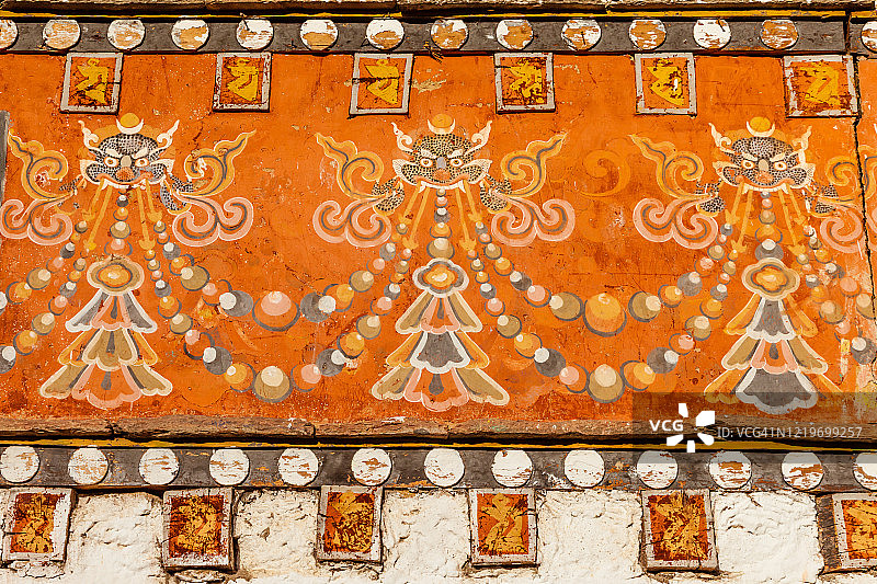 不丹特朗萨宗的墙壁壁画图片素材
