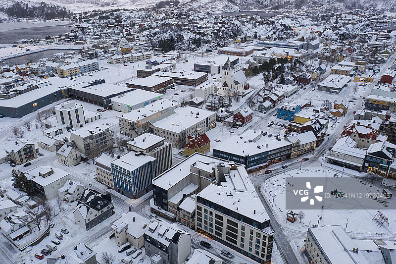 冬季的罗弗敦群岛村庄，斯沃尔韦尔，挪威图片素材