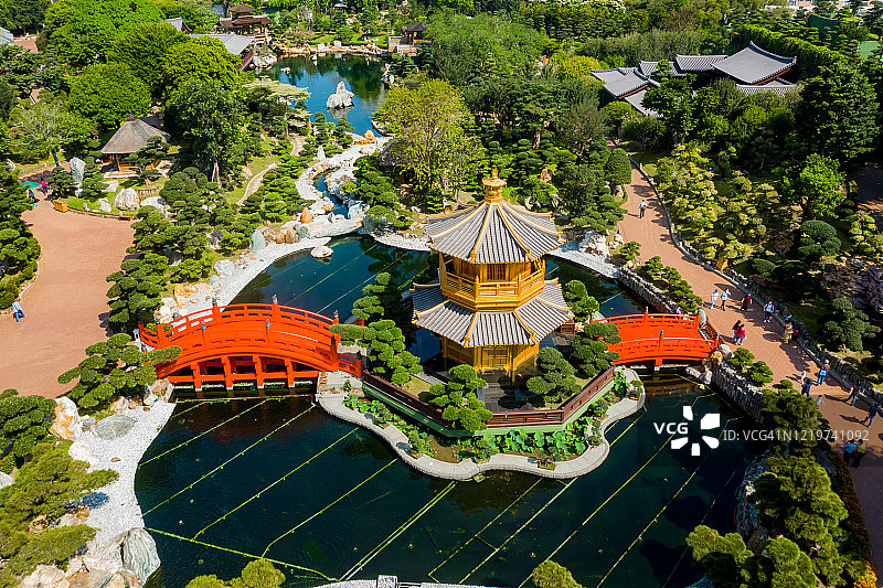 无人机航拍香港钻石山志莲净苑南莲园池图片素材