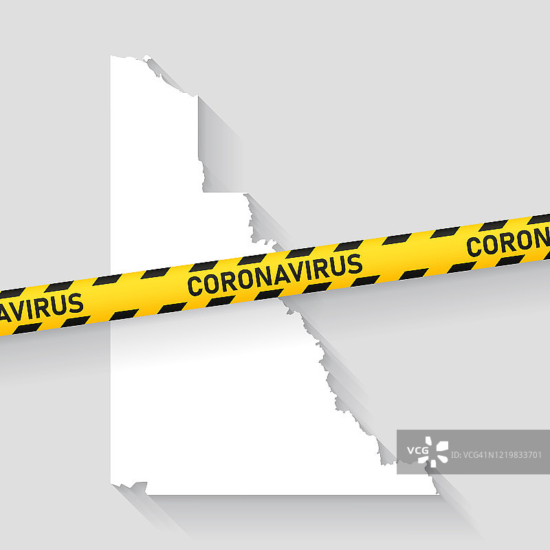 育空地区地图与新冠病毒警示胶带：疫情爆发图片素材