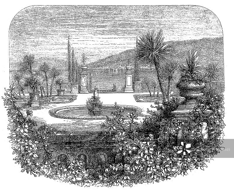 马焦雷湖贝拉岛的露台图片素材