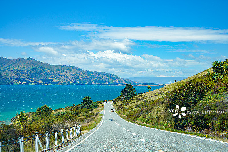 新西兰奥塔哥马卡罗拉-哈威亚湖公路的哈威亚湖瞭望台图片素材