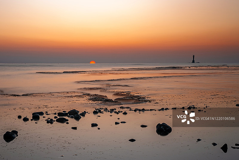 韩国浦项市貌浦港日出景观图片素材