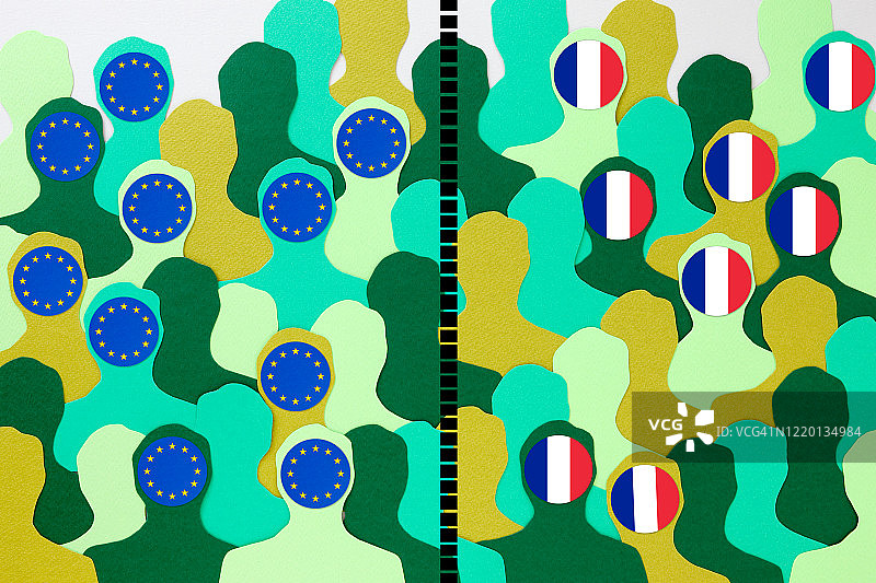 分割的绿色欧洲男人和法国男人图片素材