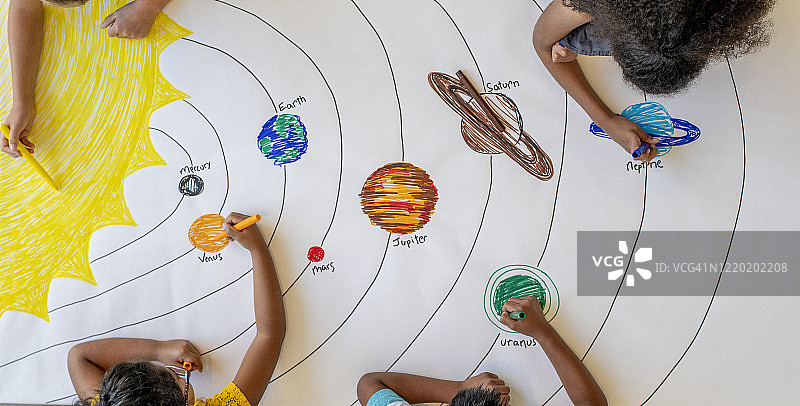 儿童为太空图画涂色图片素材