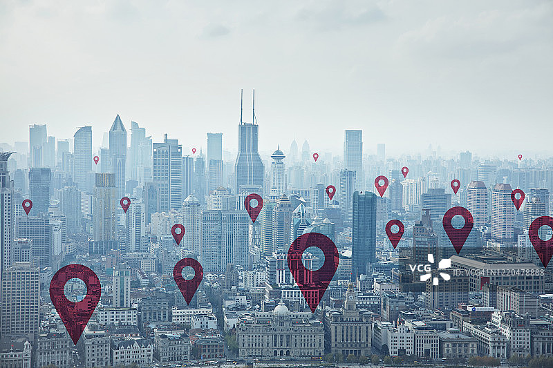 上海城市景观地图定位图标图片素材