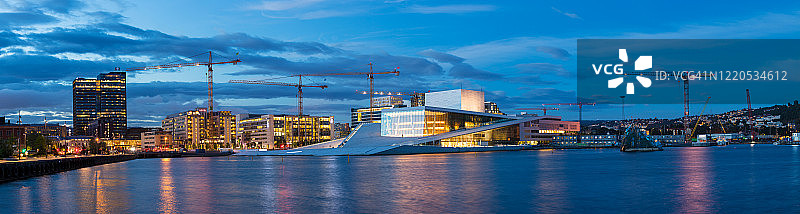 奥斯陆夜间海岸线灯光图片素材