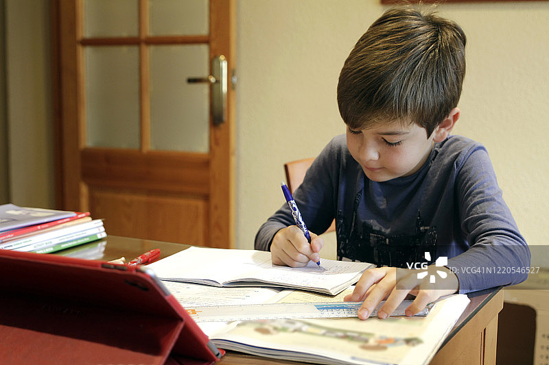 男孩做作业图片素材