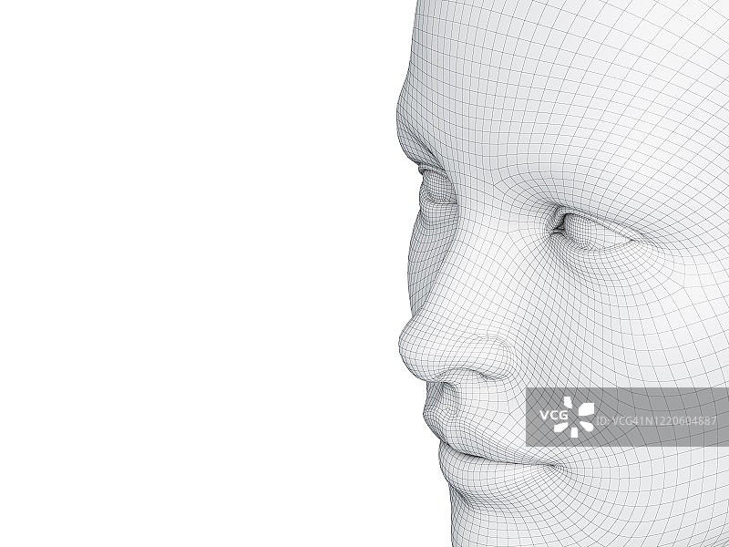 女性线框面部插图图片素材