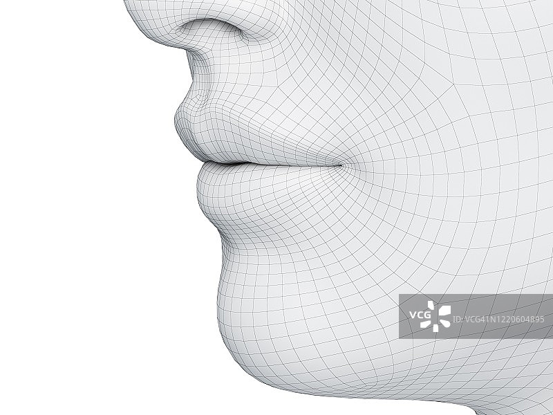 线框嘴部插画图片素材