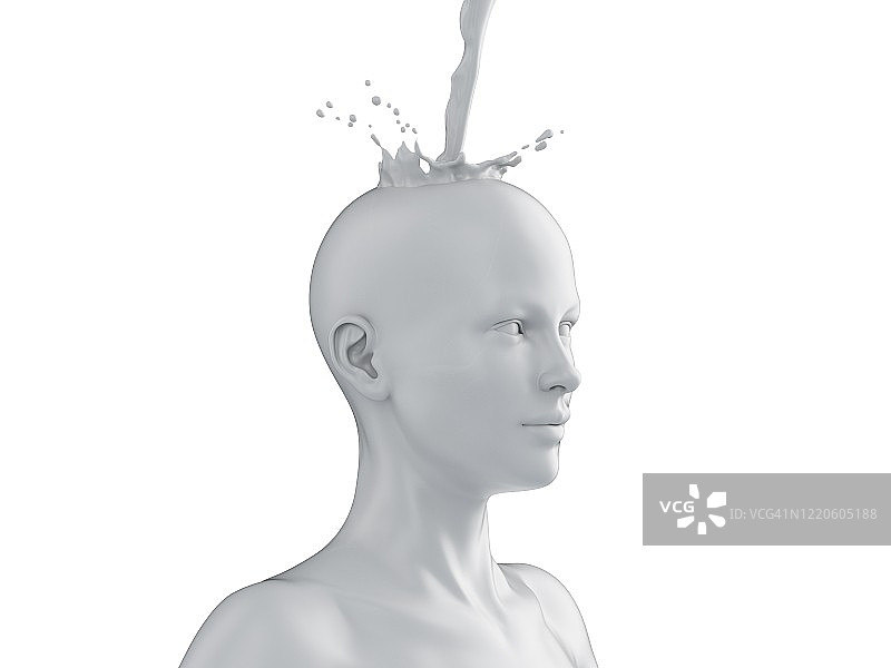 液体飞溅的女人头像插画图片素材