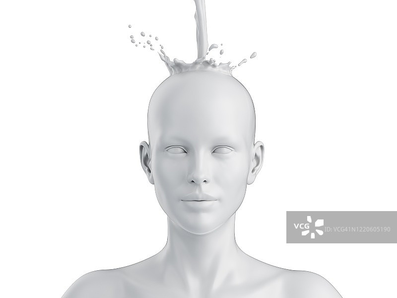 液体飞溅的女人头像插画图片素材