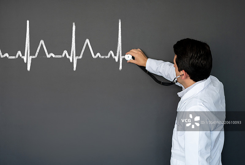 医生听心跳的概念图图片素材