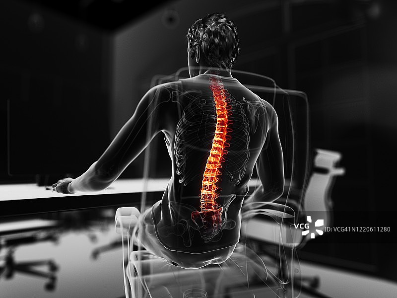 背痛的男人插画图片素材