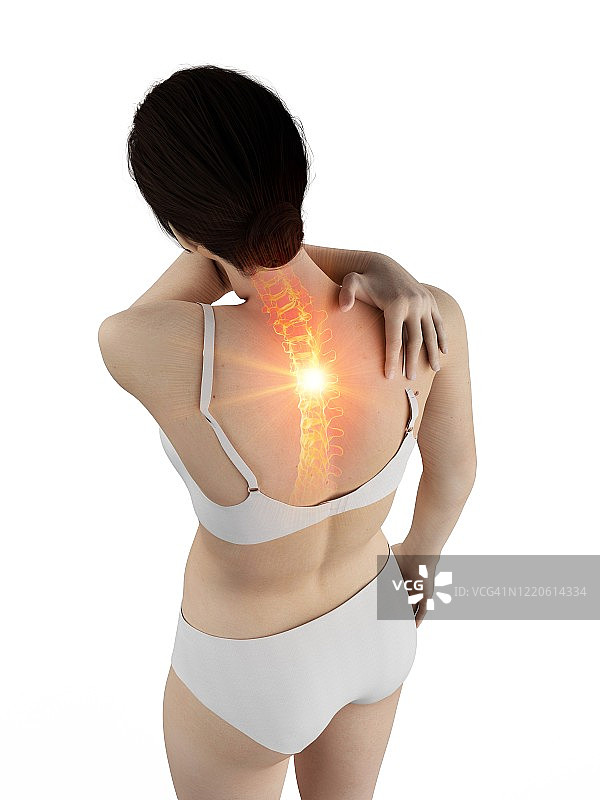 背部疼痛的女人，插图图片素材