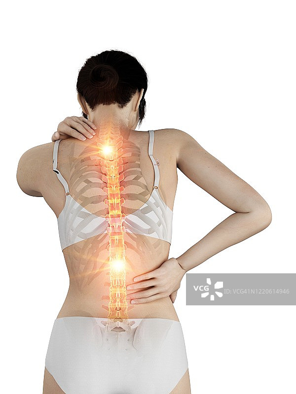 背部疼痛的女人，插图图片素材