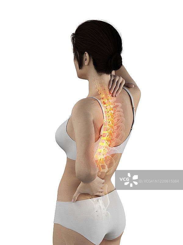 背痛的女人插画图片素材