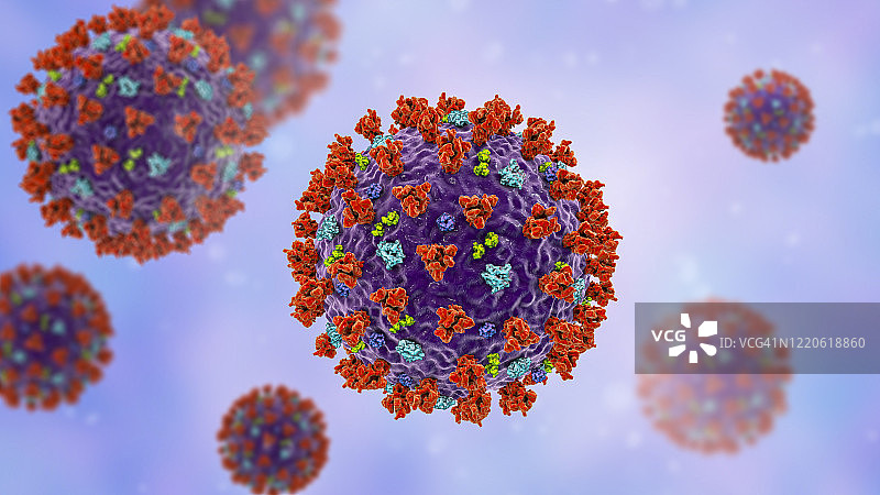 Covid-19冠状病毒颗粒，插图图片素材