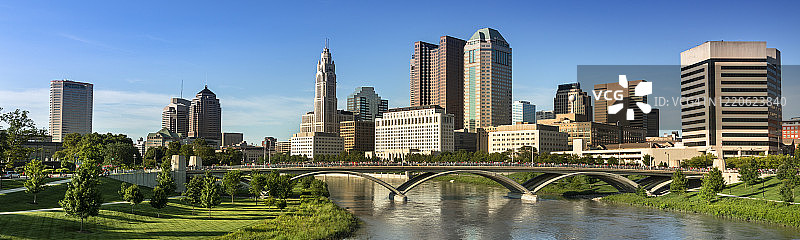 美国俄亥俄州哥伦布市中心天际线景观图片素材