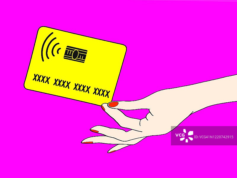 绘制手持借记卡、信用卡图片素材