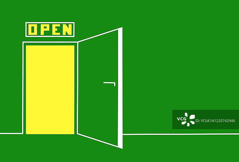 打开的门与光线图片素材