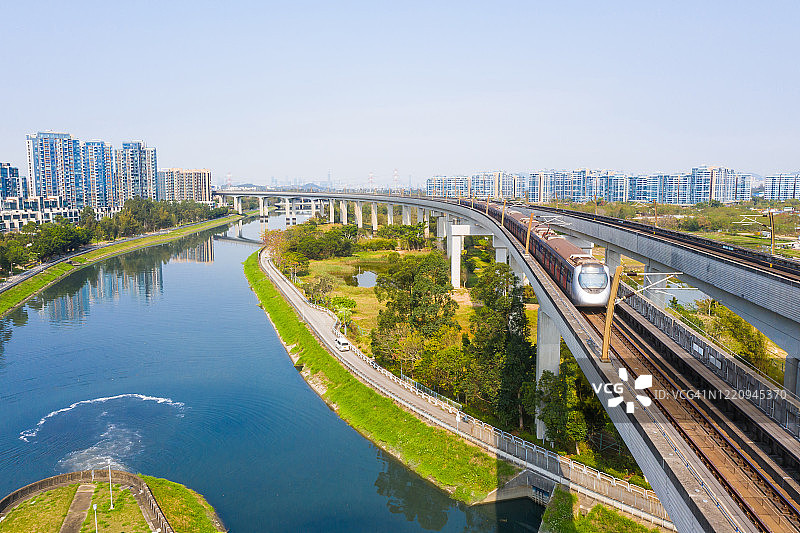 香港元朗区西铁线航拍图片素材