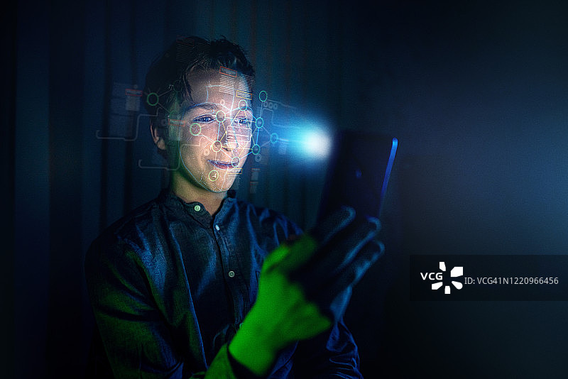 先进的生物识别面部识别技术图片素材