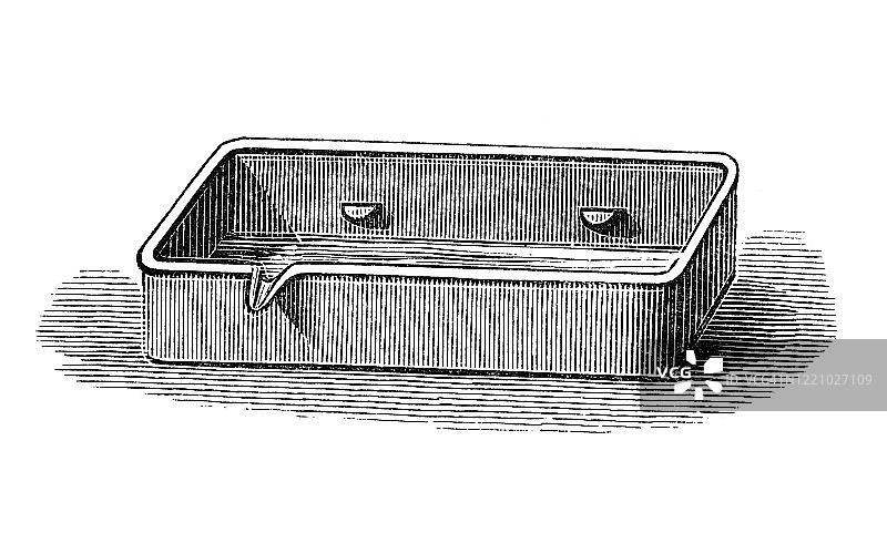 养鱼业：单槽，古董插画图片素材