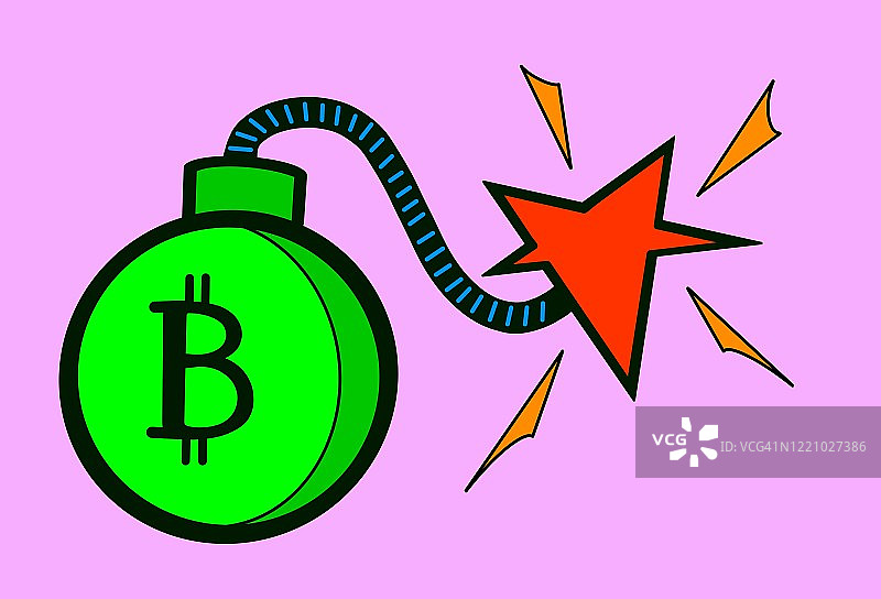 带有比特币标志的卡通炸弹图片素材