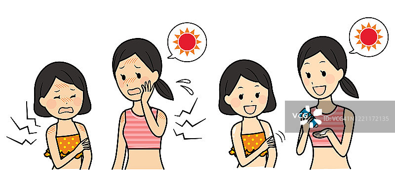 穿着泳衣的家庭成员插画图片素材