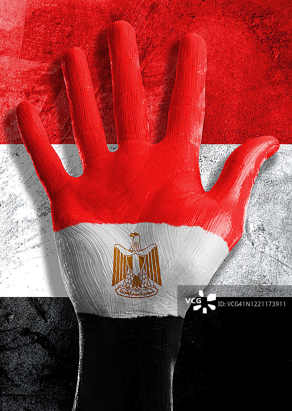 手掌上的埃及国旗彩绘图片素材