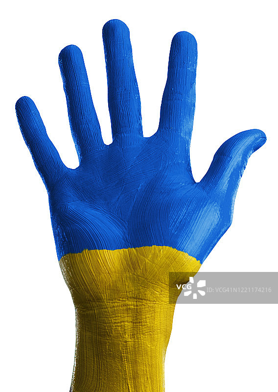 绘有乌克兰国旗的手掌图片素材