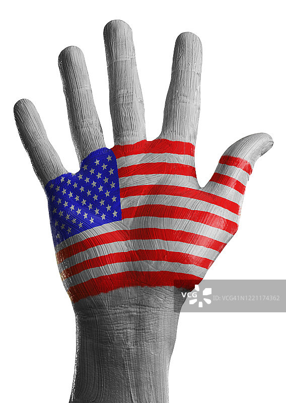 手掌上的美国国旗彩绘图片素材