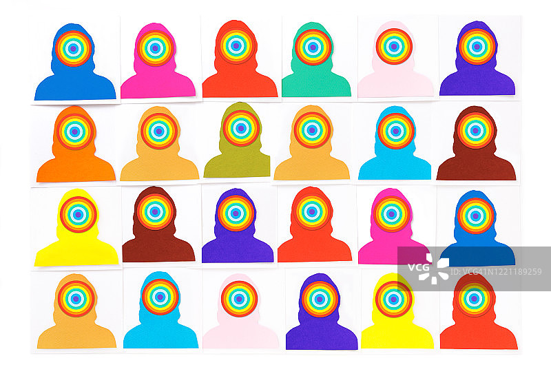 彩虹色调的女性肖像图片素材