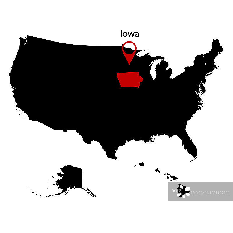 美国爱荷华州地图图片素材