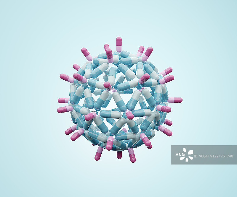 构成冠状病毒的医用胶囊图片素材