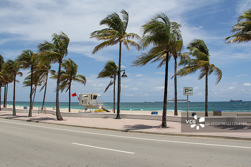 因新冠疫情关闭的劳德代尔堡海滩图片素材