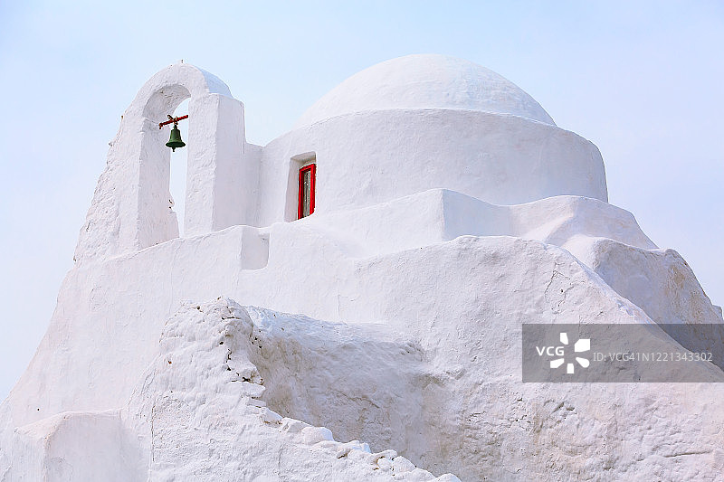 米科诺斯岛白色帕拉波尔蒂阿尼教堂，希腊图片素材