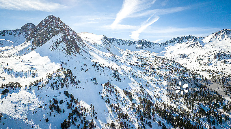 安道尔 GrandValira 滑雪场。比利牛斯山脉图片素材