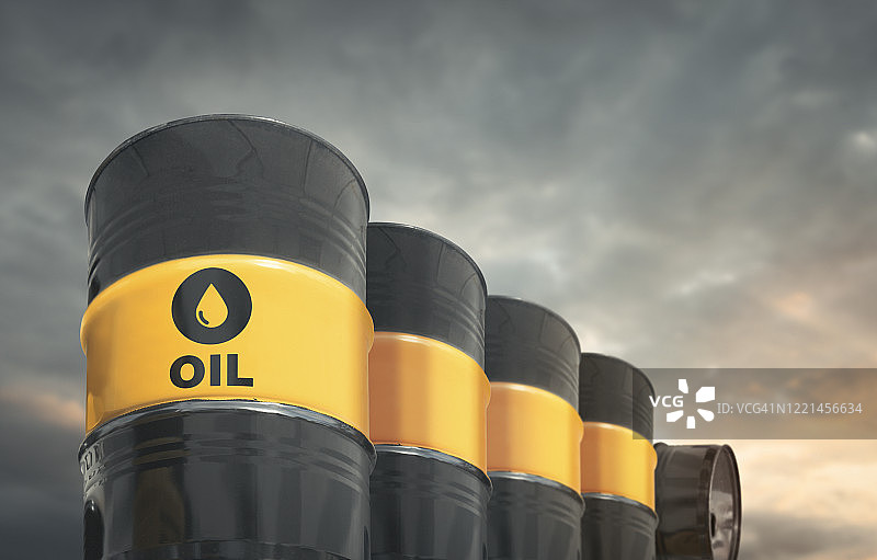 一排原油桶图片素材