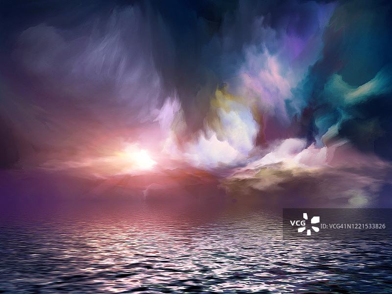 水中倒映的壮观云彩图片素材