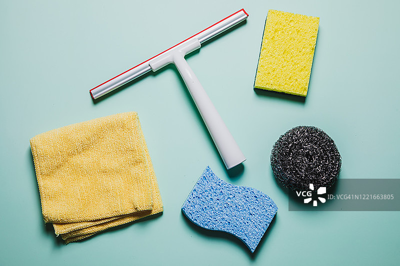 清洁设备扁平摆拍图片素材